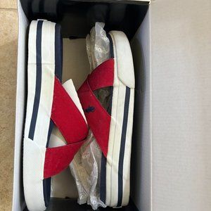 NEW! Ralph Lauren Polo Sport Red Canvas Slip-Ons Size 6.5B